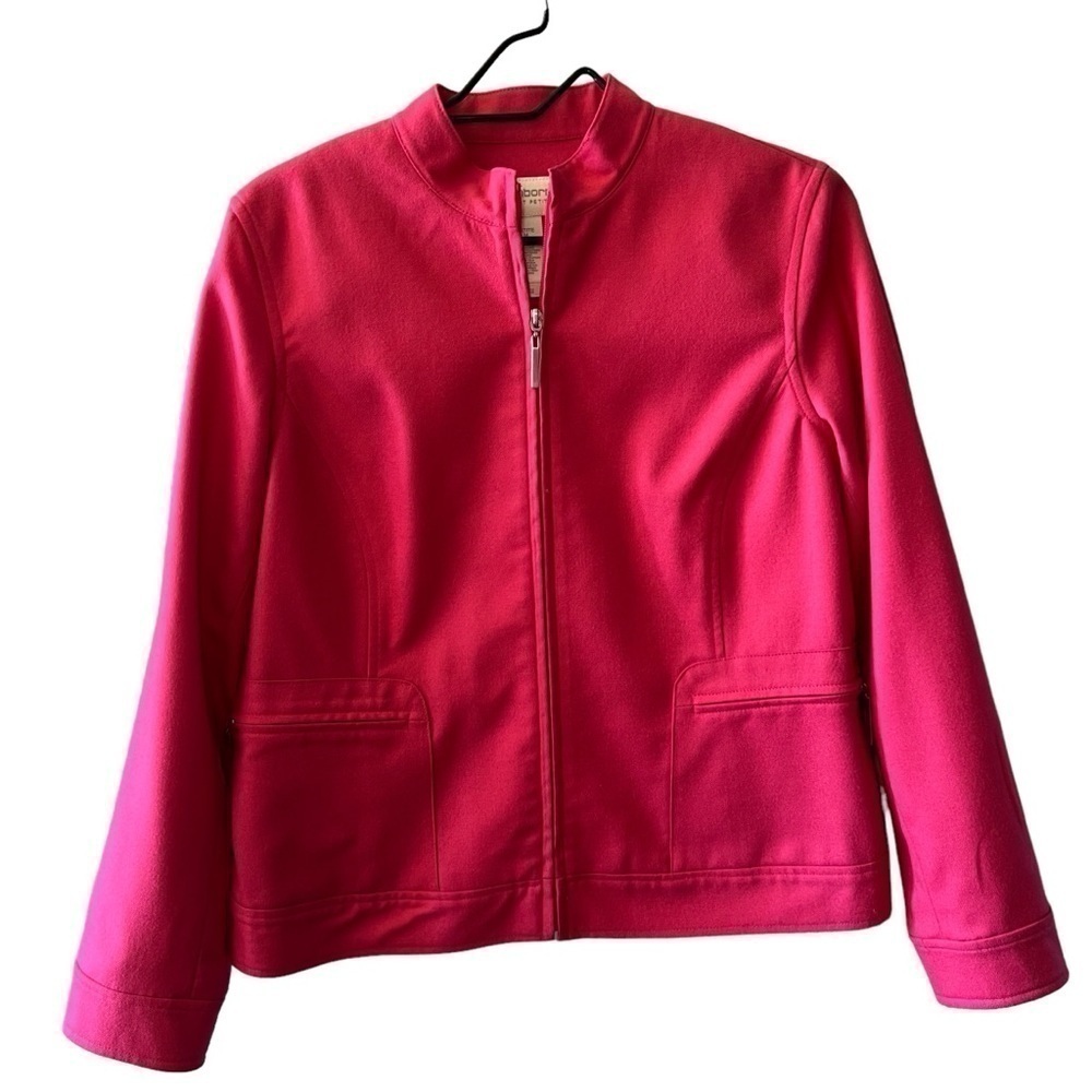 Liz Claiborne Pink Lizsport Petite Long Sleeve Jacket Full Zip Size Medium